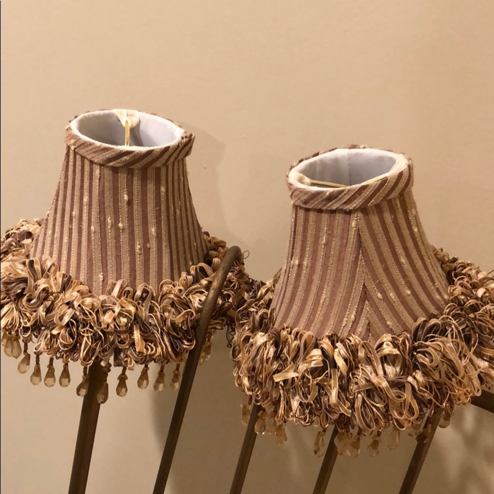 Pair of  Embellished Gold Sconce shades  -  EUC - Picture 7 of 7